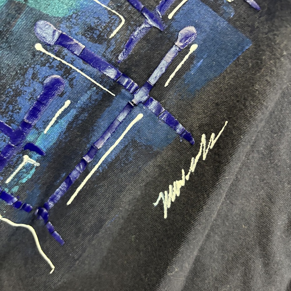 Vintage Y2K Miskeen Originals Hand Painted Shirt Mens 2XL Navy Graphic Art 2000s - Picture 8 of 12